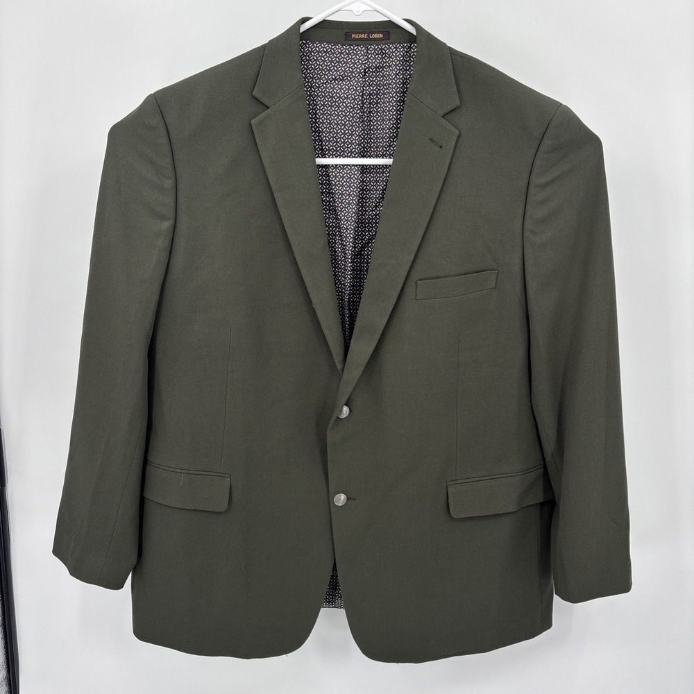 Pierre Loren Mens Green Blazer Suit Jacket Superior 150s Size 50L Classic Preppy